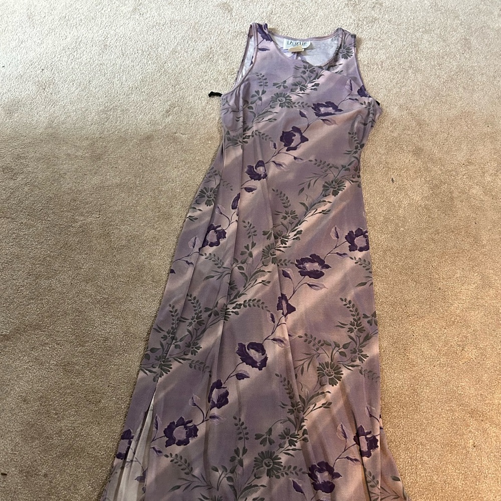 La Belle Purple Floral Maxi Dress